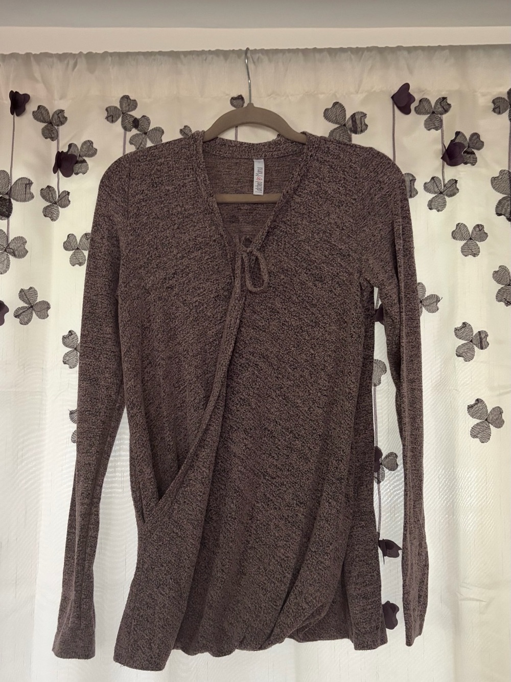 Latched Mama Brown Knit Tie-Front Nursing Maternity Sweater